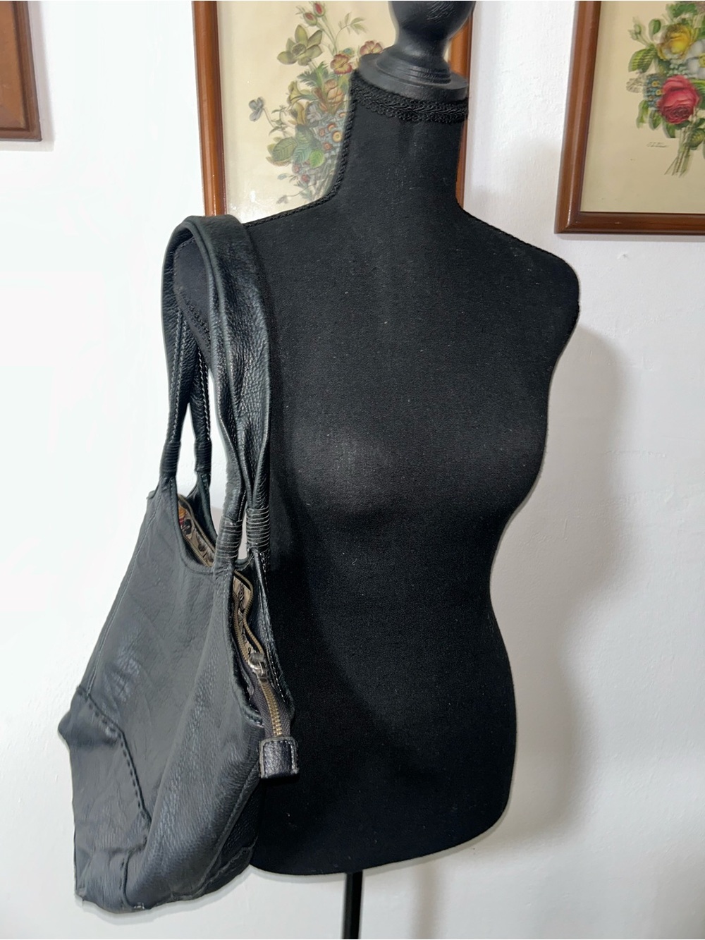 The Sak Black Leather Slouch Shoulder Bag